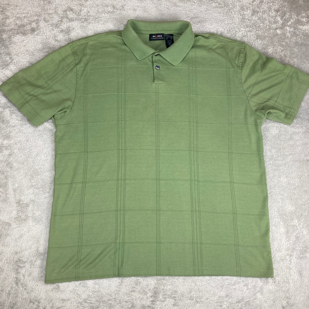 Axcess Claiborne Company Mens Green Plaid Short Sleeve Polo Shirt XL